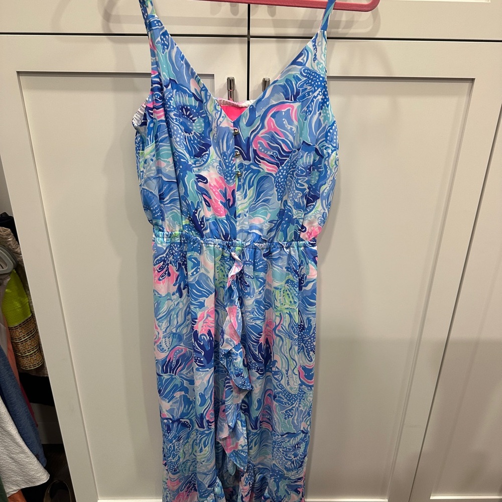 Lilly Pulitzer EUC SZ XL Blue and Pink Printed Maxi Dress